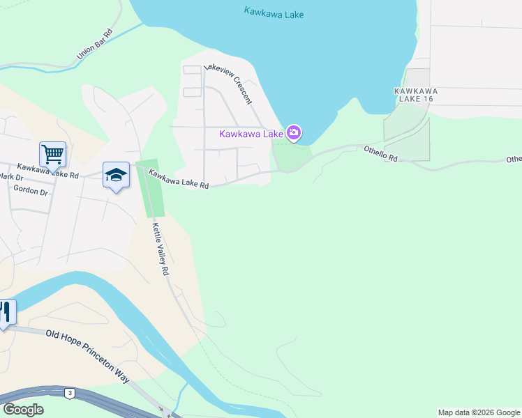 map of restaurants, bars, coffee shops, grocery stores, and more near 66026 Kawkawa Lake Road in Hope