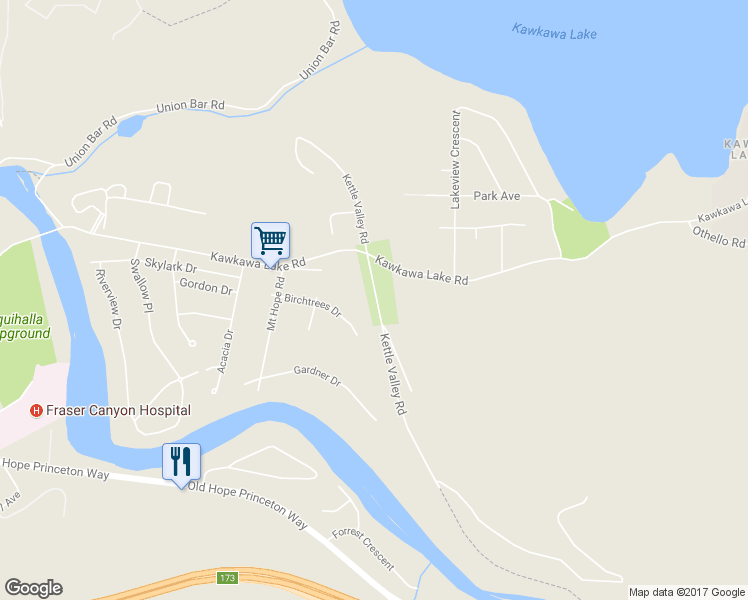 map of restaurants, bars, coffee shops, grocery stores, and more near 21035 Kettle Valley Road in Hope