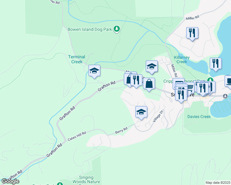 map of restaurants, bars, coffee shops, grocery stores, and more near 555 Roocroft Lane in Bowen Island