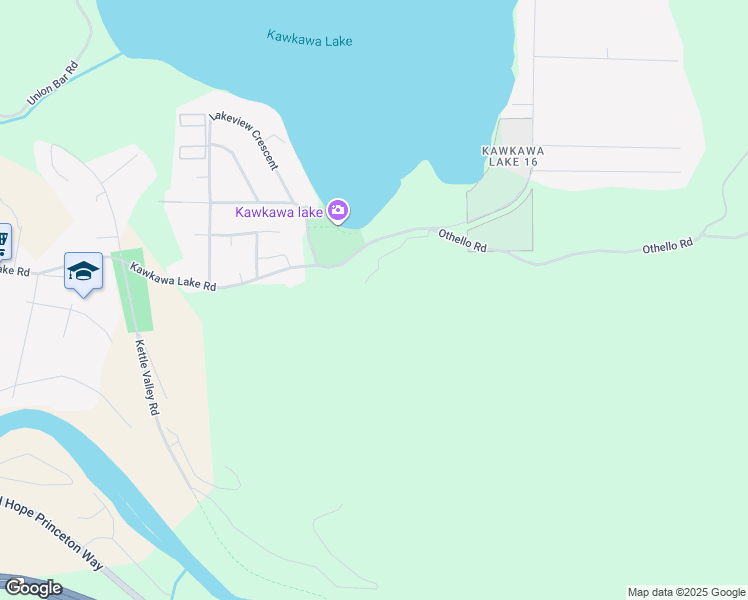 map of restaurants, bars, coffee shops, grocery stores, and more near 66176 Kawkawa Lake Road in Hope