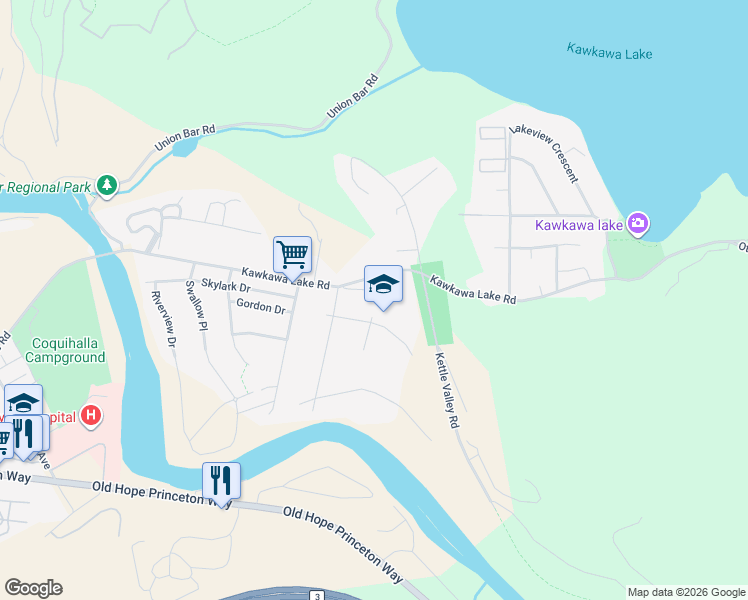 map of restaurants, bars, coffee shops, grocery stores, and more near 65721 Birchtrees Drive in Hope