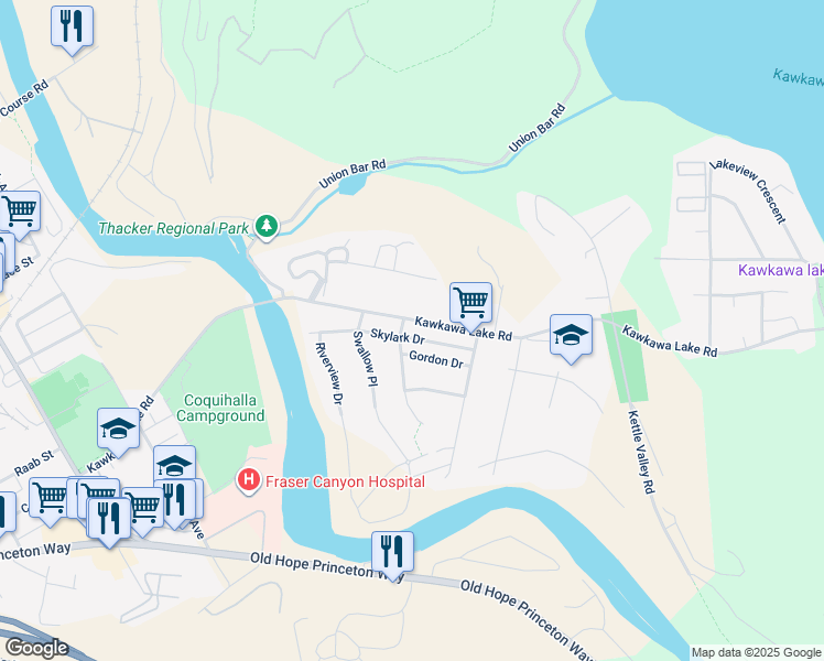 map of restaurants, bars, coffee shops, grocery stores, and more near 65517 Skylark Drive in Hope