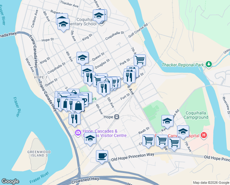 map of restaurants, bars, coffee shops, grocery stores, and more near 532 Wallace Street in Hope
