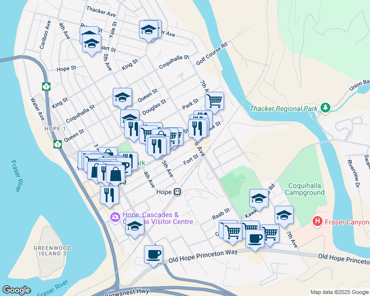 map of restaurants, bars, coffee shops, grocery stores, and more near 564 Wallace Street in Hope