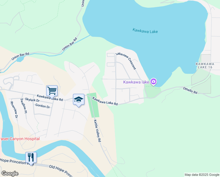 map of restaurants, bars, coffee shops, grocery stores, and more near 65885 Ogilview Drive in Hope