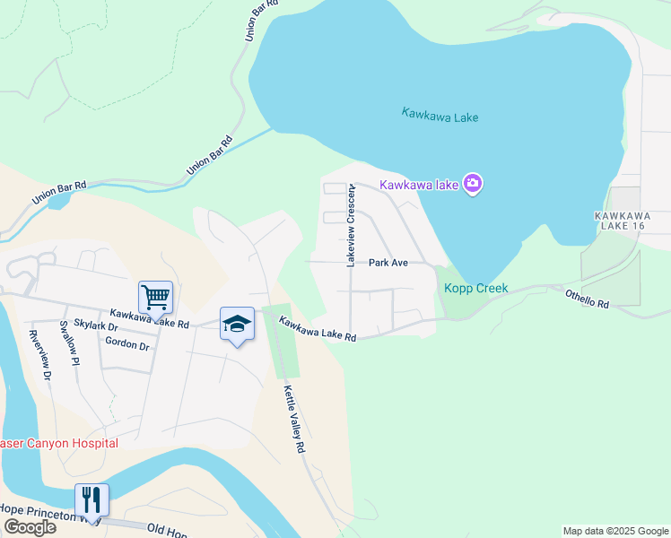 map of restaurants, bars, coffee shops, grocery stores, and more near 65886 Park Avenue in Hope