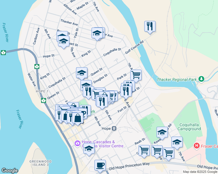 map of restaurants, bars, coffee shops, grocery stores, and more near 574 Park Street in Hope