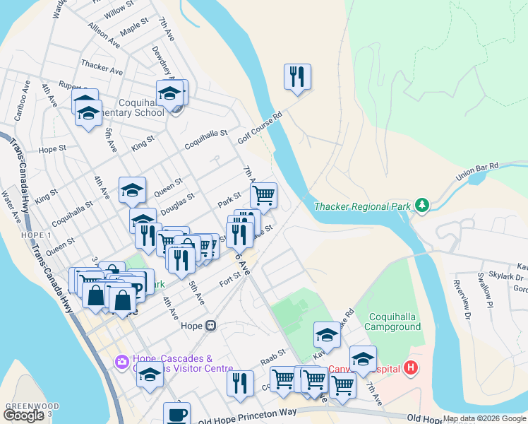 map of restaurants, bars, coffee shops, grocery stores, and more near 776 7th Avenue in Hope
