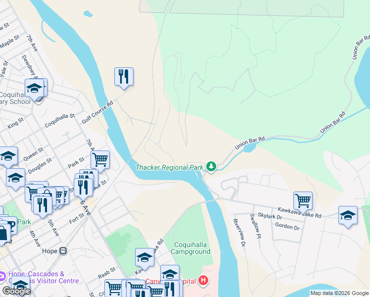 map of restaurants, bars, coffee shops, grocery stores, and more near 21213 Thacker Mountain Road in Hope