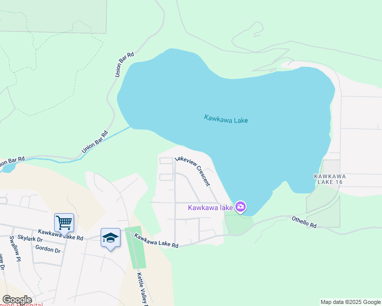 map of restaurants, bars, coffee shops, grocery stores, and more near 21313 Lakeview Crescent in Hope