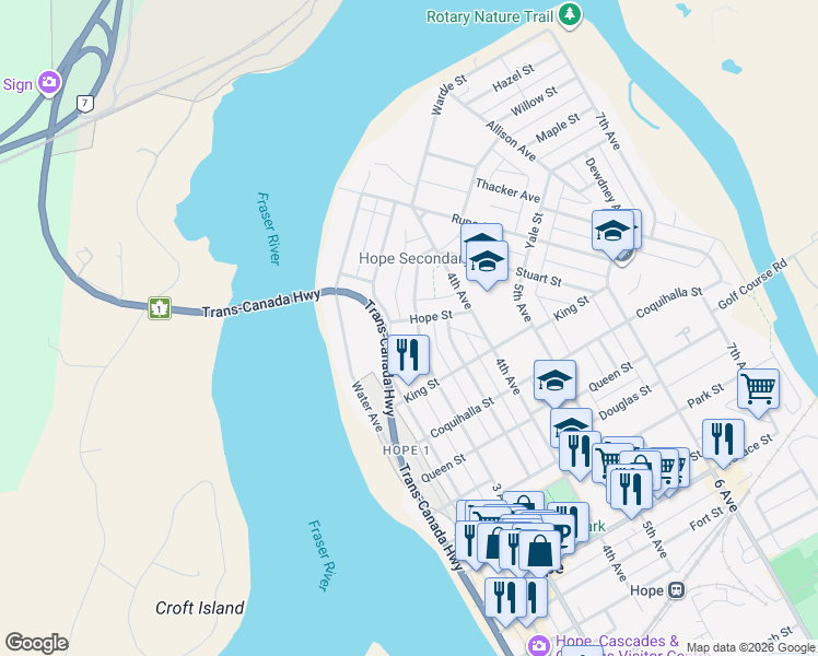 map of restaurants, bars, coffee shops, grocery stores, and more near 408 3 Avenue in Hope