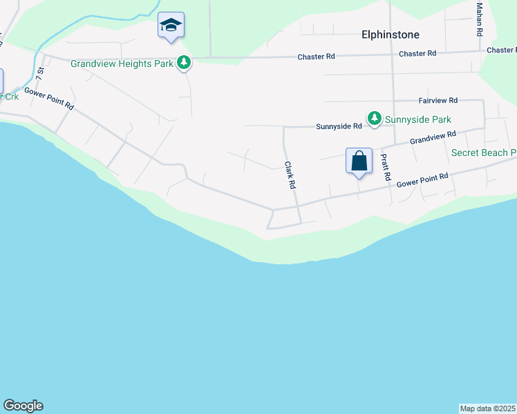 map of restaurants, bars, coffee shops, grocery stores, and more near 1222 Gower Point Road in Gibsons