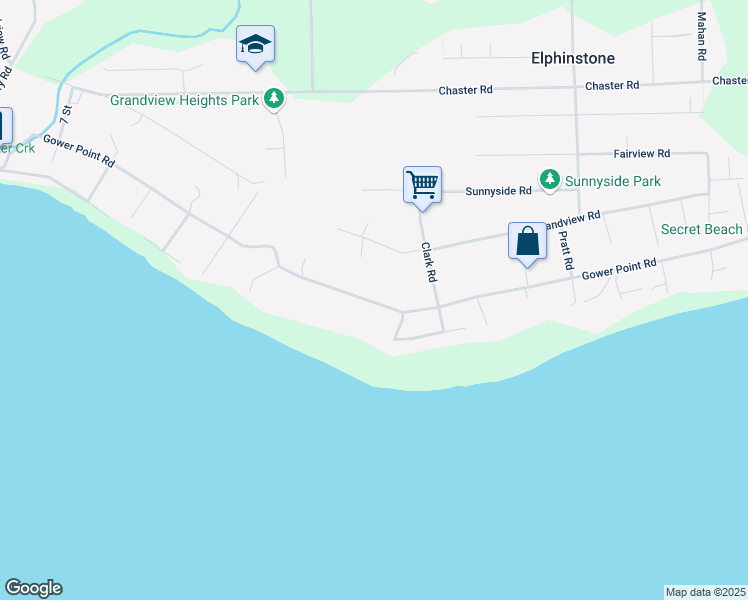 map of restaurants, bars, coffee shops, grocery stores, and more near 1238 Gower Point Road in Gibsons