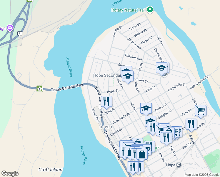 map of restaurants, bars, coffee shops, grocery stores, and more near 385 3 Avenue in Hope