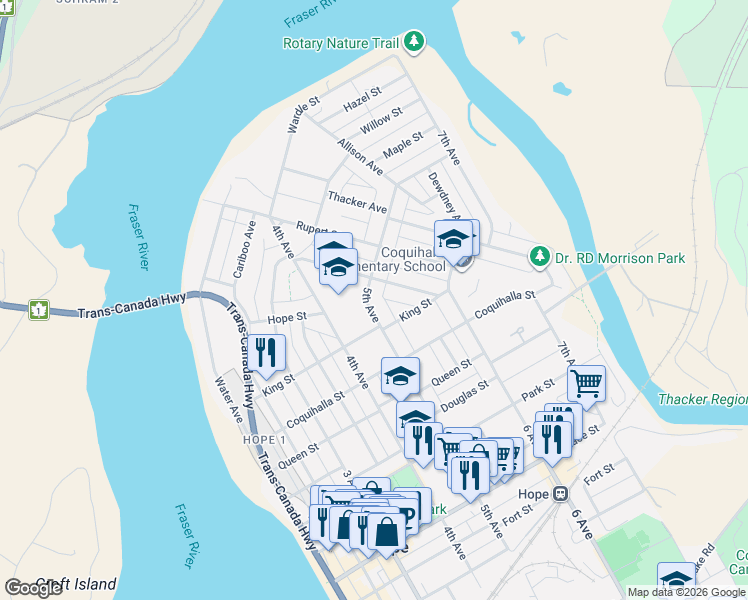 map of restaurants, bars, coffee shops, grocery stores, and more near 449 5th Avenue in Hope