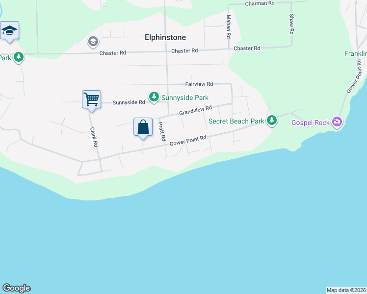map of restaurants, bars, coffee shops, grocery stores, and more near 1053 Gower Point Road in Gibsons
