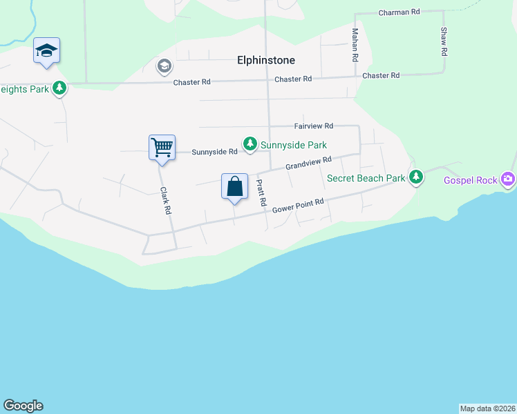 map of restaurants, bars, coffee shops, grocery stores, and more near 124 Pratt Road in Gibsons