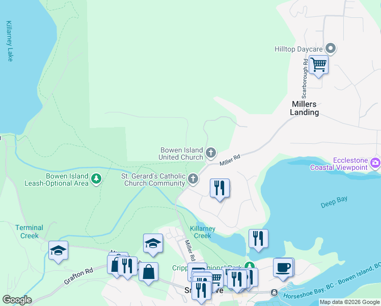 map of restaurants, bars, coffee shops, grocery stores, and more near 508 Collins Road in Bowen Island