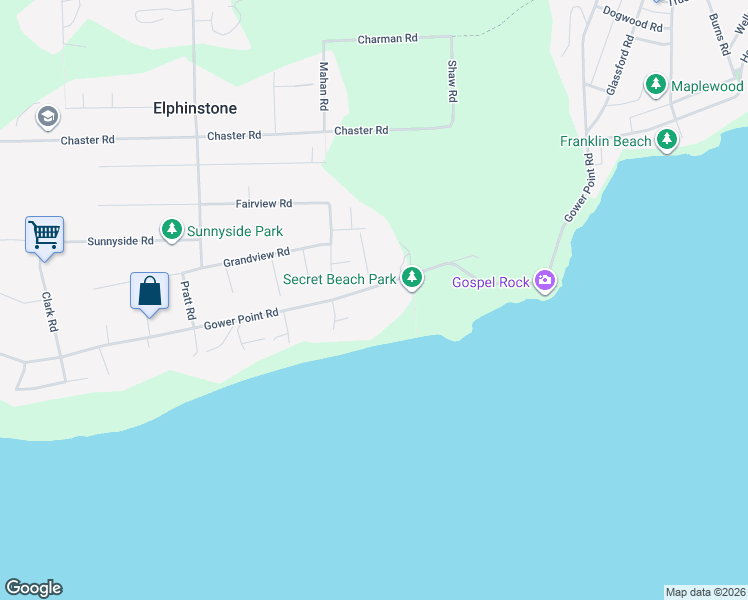 map of restaurants, bars, coffee shops, grocery stores, and more near 949 Gower Point Road in Gibsons