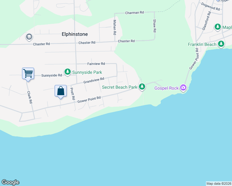 map of restaurants, bars, coffee shops, grocery stores, and more near 970 Gower Point Road in Gibsons