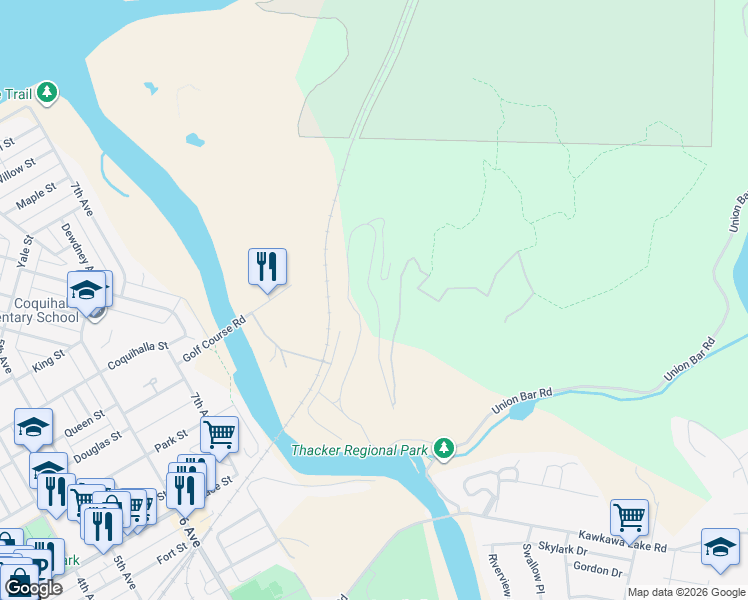 map of restaurants, bars, coffee shops, grocery stores, and more near 21557 Thacker Mountain Road in Hope