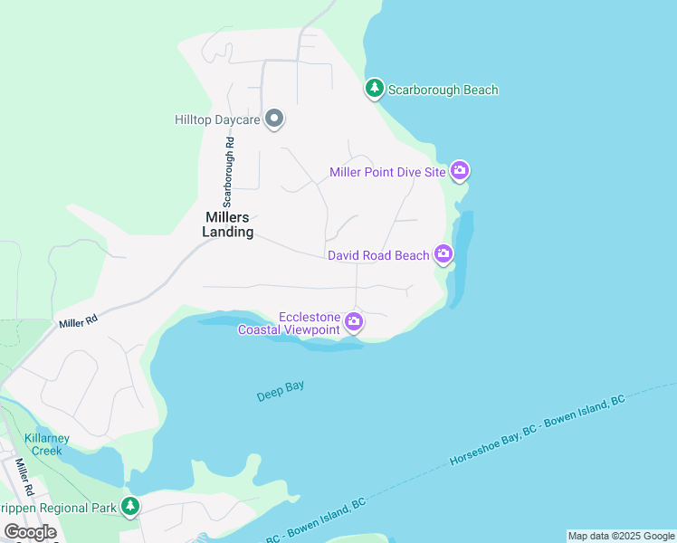 map of restaurants, bars, coffee shops, grocery stores, and more near 1245 Miller Road in Bowen Island