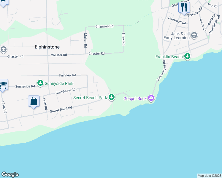 map of restaurants, bars, coffee shops, grocery stores, and more near 914 Gower Point Road in Gibsons