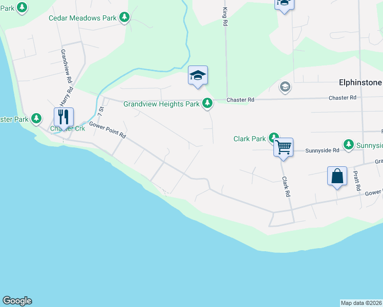 map of restaurants, bars, coffee shops, grocery stores, and more near 152 Swallow Road in Gibsons