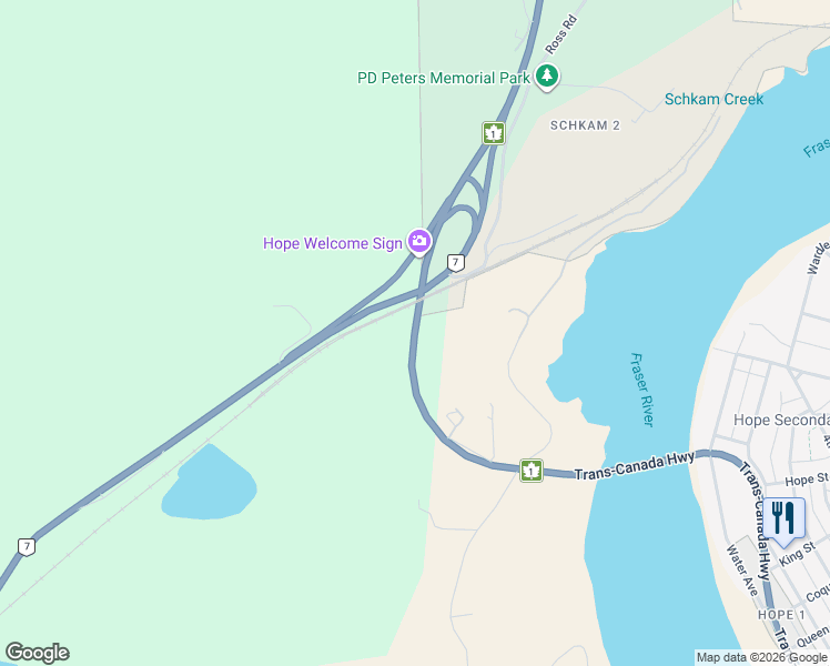 map of restaurants, bars, coffee shops, grocery stores, and more near Trans-Canada Highway in Fraser Valley