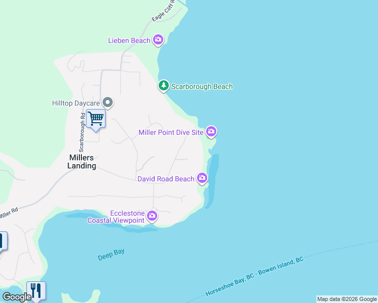 map of restaurants, bars, coffee shops, grocery stores, and more near 230 Moonwinks Drive in Bowen Island