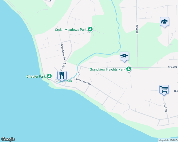 map of restaurants, bars, coffee shops, grocery stores, and more near 1445 Grandview Road in Gibsons