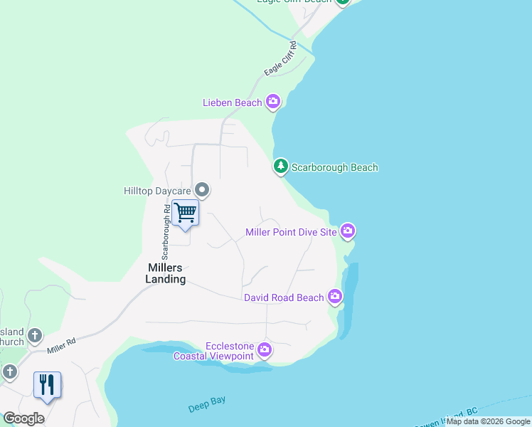map of restaurants, bars, coffee shops, grocery stores, and more near 1283 Park Road in Bowen Island