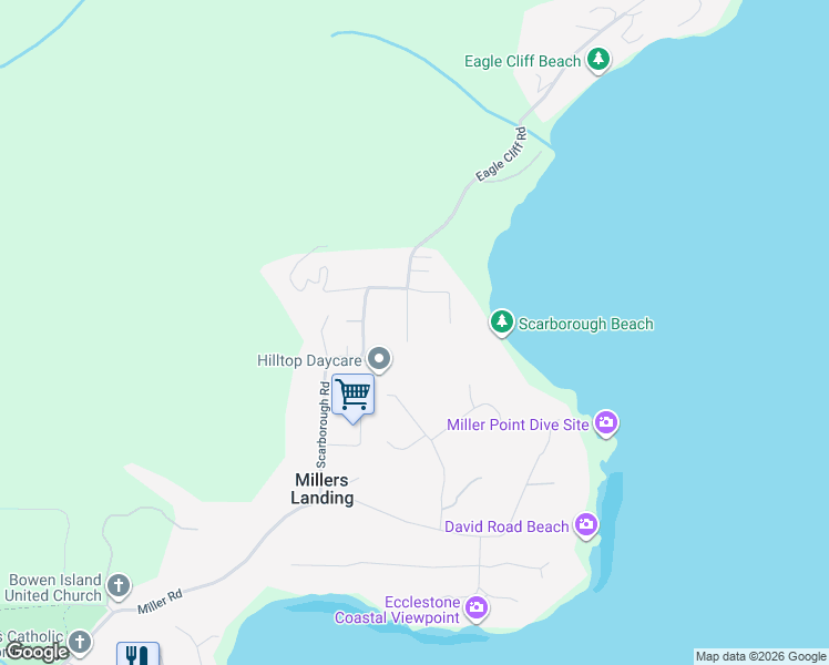 map of restaurants, bars, coffee shops, grocery stores, and more near 1305 Oceanview Road in Bowen Island