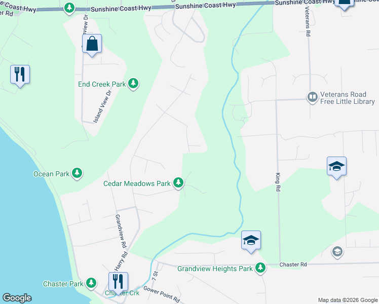 map of restaurants, bars, coffee shops, grocery stores, and more near 385 Solaz Place in Sunshine Coast Regional District