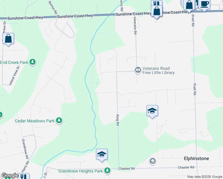 map of restaurants, bars, coffee shops, grocery stores, and more near 1304 Kearton Road in Gibsons