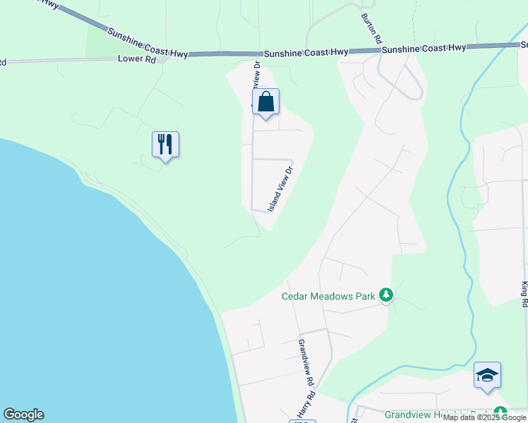 map of restaurants, bars, coffee shops, grocery stores, and more near 1492 Island View Dr in Gibsons