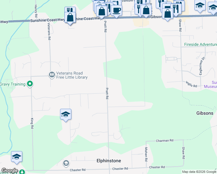 map of restaurants, bars, coffee shops, grocery stores, and more near 464 Pratt Road in Gibsons