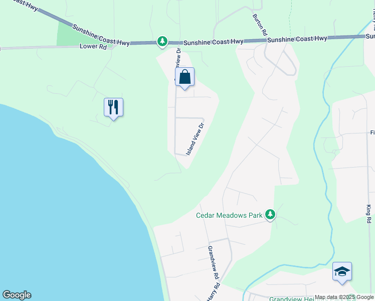 map of restaurants, bars, coffee shops, grocery stores, and more near 1492 Island View Drive in Gibsons
