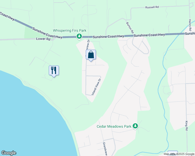 map of restaurants, bars, coffee shops, grocery stores, and more near 1551 Island View Drive in Gibsons
