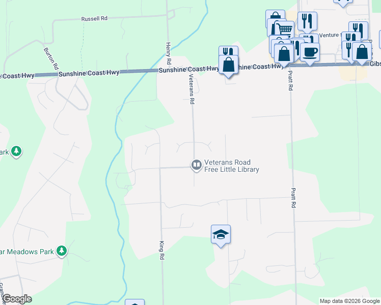 map of restaurants, bars, coffee shops, grocery stores, and more near 517 Veterans Road in Gibsons
