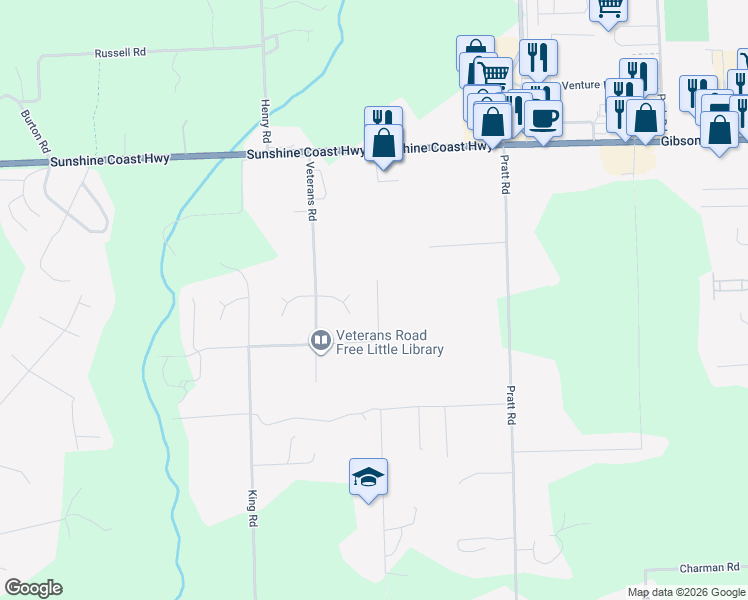 map of restaurants, bars, coffee shops, grocery stores, and more near 529 Hough Road in Gibsons