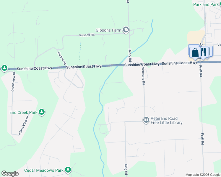 map of restaurants, bars, coffee shops, grocery stores, and more near 1191 Castle Road in Sunshine Coast Regional District