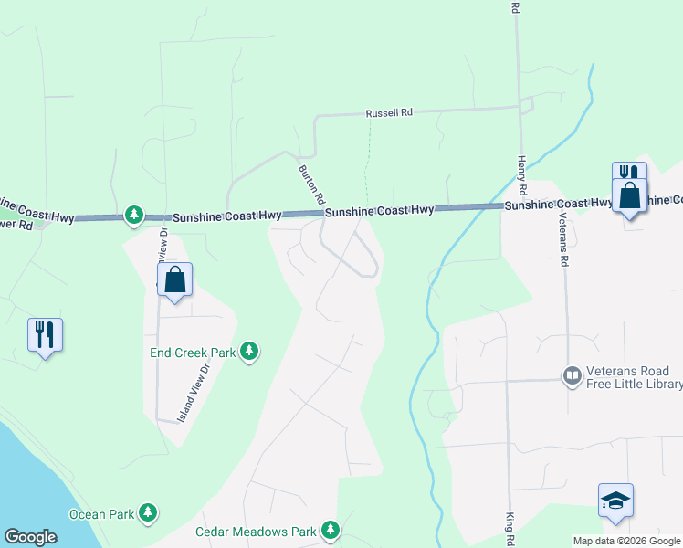 map of restaurants, bars, coffee shops, grocery stores, and more near 1413 Sunshine Coast Highway in Gibsons