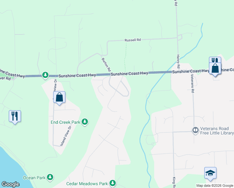 map of restaurants, bars, coffee shops, grocery stores, and more near 1413 Sunshine Coast Highway in Gibsons