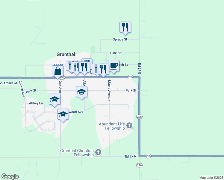 map of restaurants, bars, coffee shops, grocery stores, and more near 76 Park Street in Grunthal