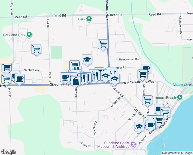 map of restaurants, bars, coffee shops, grocery stores, and more near 826 Gibsons Way in Gibsons