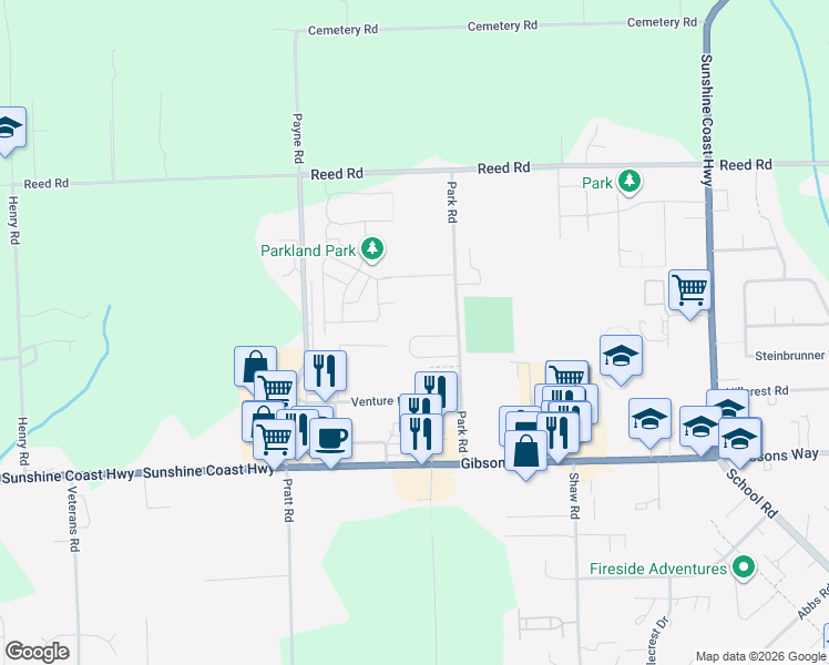 map of restaurants, bars, coffee shops, grocery stores, and more near 755 Park Road in Gibsons