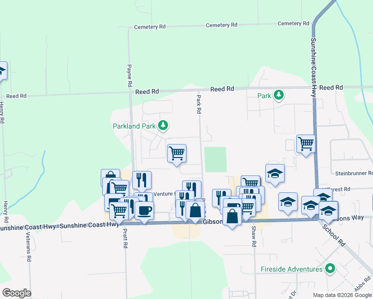map of restaurants, bars, coffee shops, grocery stores, and more near 755 Park Road in Gibsons