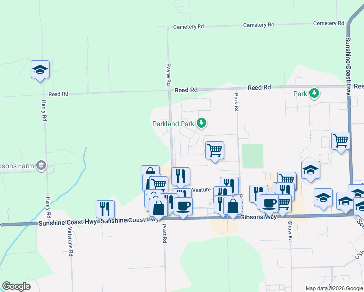 map of restaurants, bars, coffee shops, grocery stores, and more near 758 Gerussi Lane in Gibsons