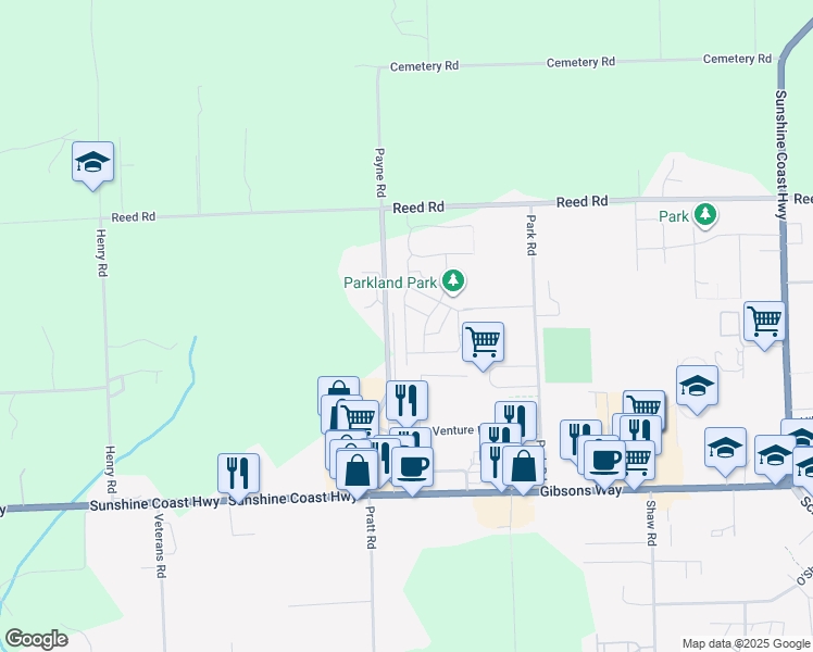 map of restaurants, bars, coffee shops, grocery stores, and more near 763 Gerussi Lane in Gibsons